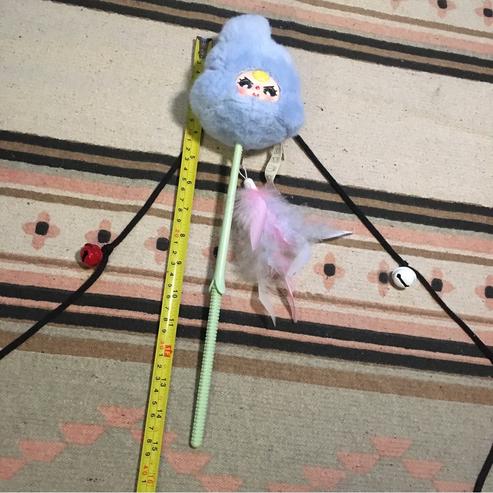 Baby three BB3 Cat training stick toy blue cloud blonde hair buck tooth new